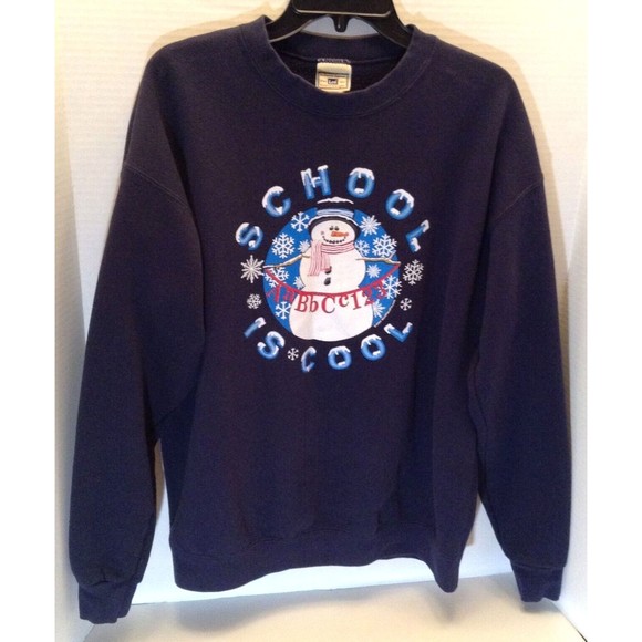 VTG Lee Heavyweight Crewneck Sweatshirt Adult L 90s Winter Snowman Graphic Ski - Picture 2 of 8